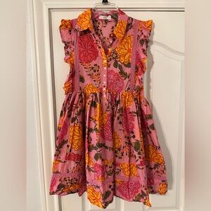 Floral Pink and Orange Women's Dress